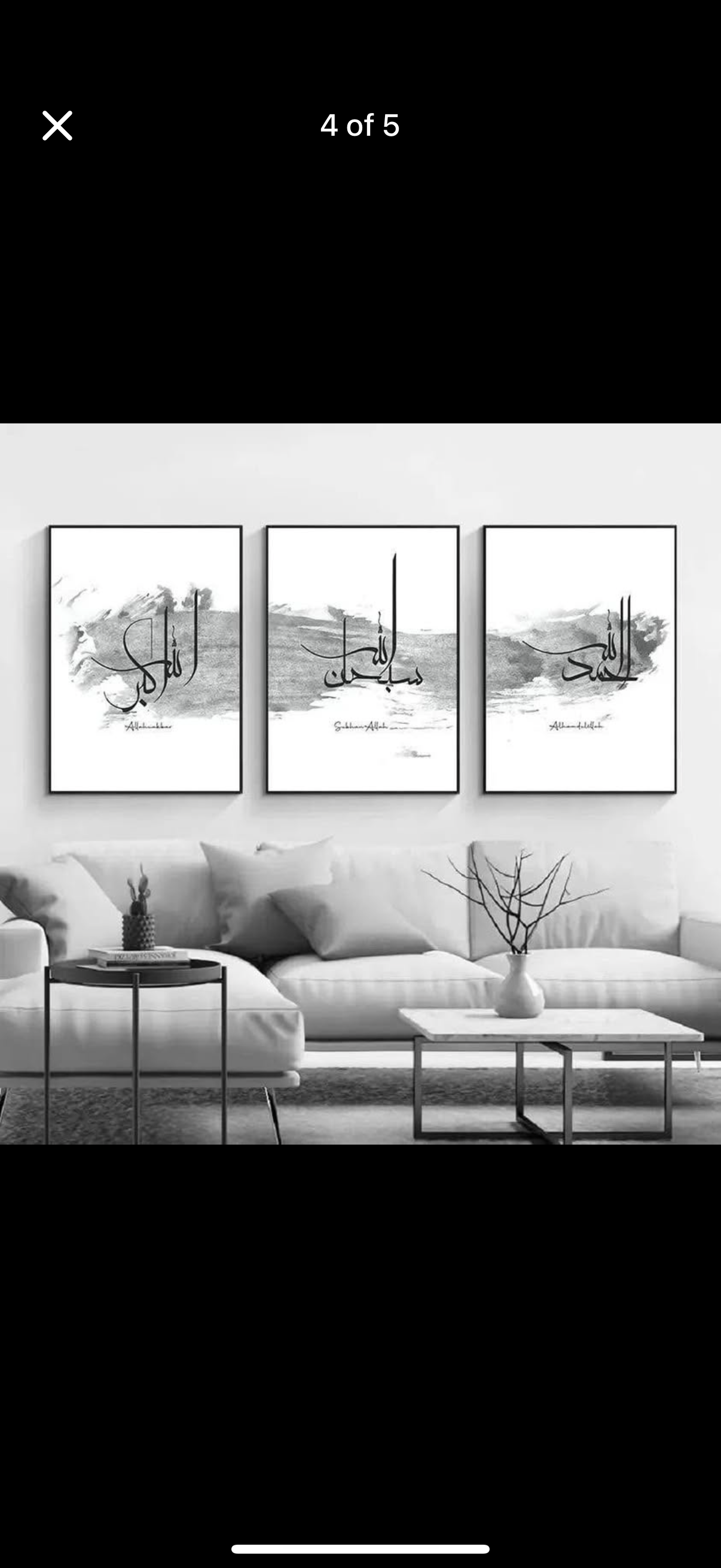 Islamic 3 Piece Art Grey/White